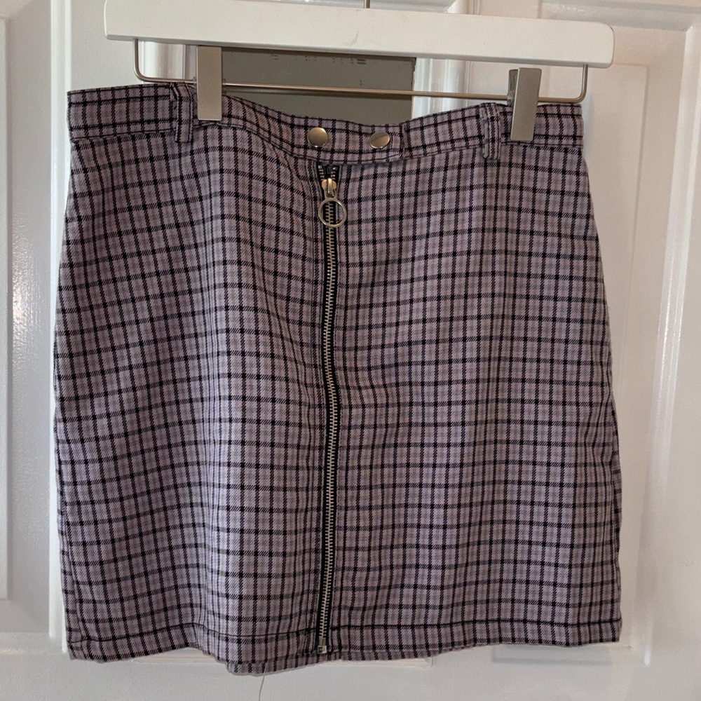 Wild Fable Checkered Mini Skirt Front Zip EUC Small